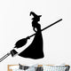 Young witch with a broom silhouette Wall Decal