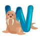 letter W with animal walrus for kids abc education in preschool. Wall Decal