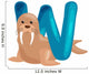 letter W with animal walrus for kids abc education in preschool. Wall Decal