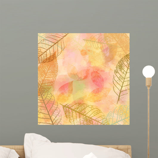 Vector autumn banner design, with frame of skeleton leaves Wall Mural