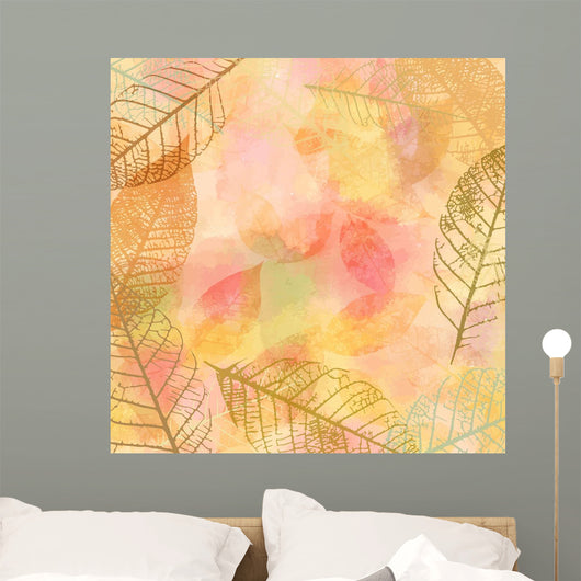 Vector autumn banner design, with frame of skeleton leaves Wall Mural