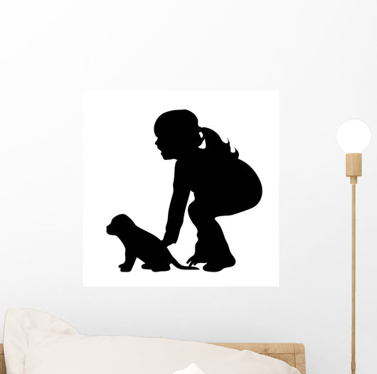Vector Silhouette Girl Wall Decal Design 1