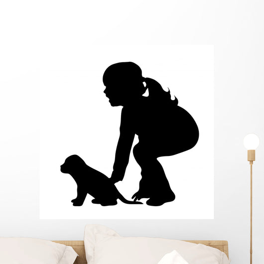 Vector Silhouette Girl Wall Decal Design 1