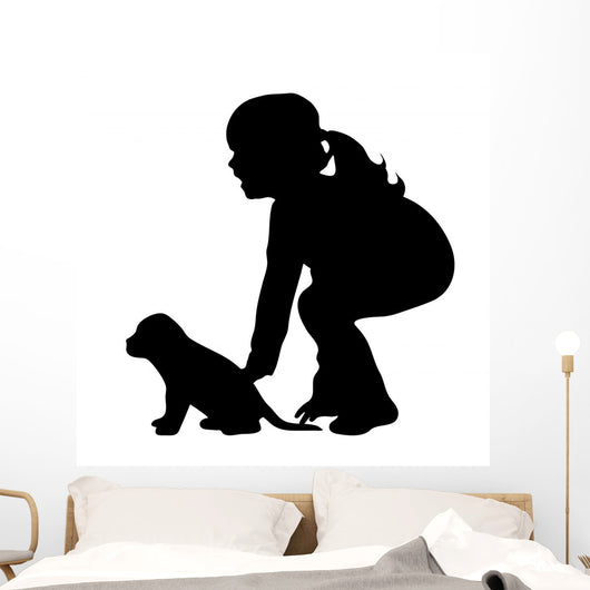 Vector Silhouette Girl Wall Decal Design 1