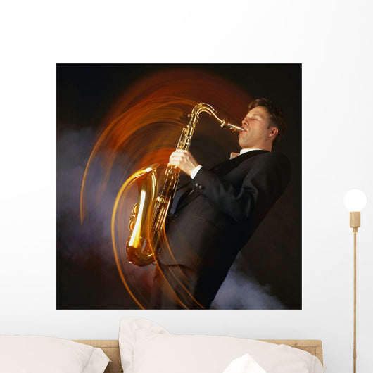 Man Playing Saxophone Wall Decal Design 1