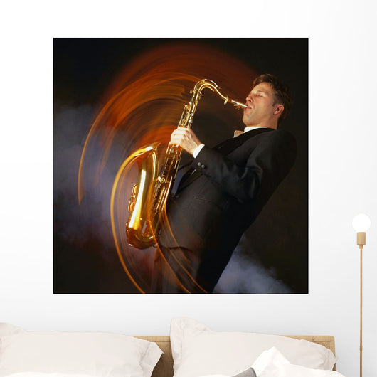 Man Playing Saxophone Wall Decal Design 1