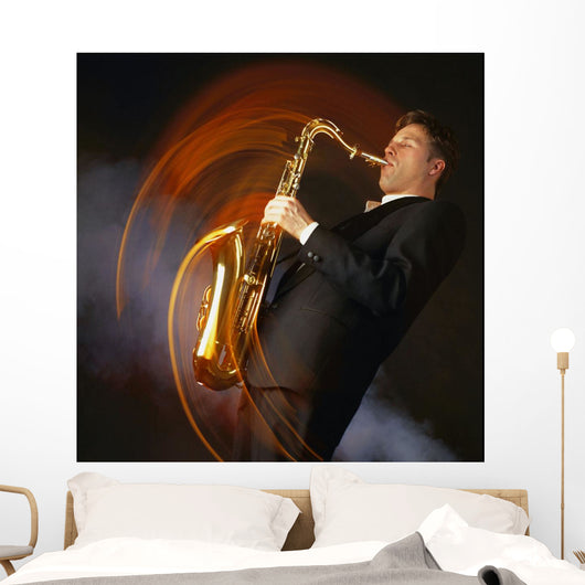 Man Playing Saxophone Wall Decal Design 1