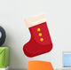 Red Christmas sock icon in cartoon style isolated on white background vector illustration Wall Decal