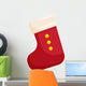 Red Christmas sock icon in cartoon style isolated on white background vector illustration Wall Decal