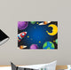 Background design with rocket and planets Wall Mural