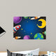 Background design with rocket and planets Wall Mural
