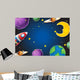 Background design with rocket and planets Wall Mural