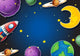 Background design with rocket and planets Wall Mural