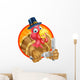 Turkey Bird in Pilgrims Hat Holding Knife and Fork Wall Decal