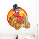 Turkey Bird in Pilgrims Hat Holding Knife and Fork Wall Decal