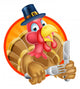Turkey Bird in Pilgrims Hat Holding Knife and Fork Wall Decal