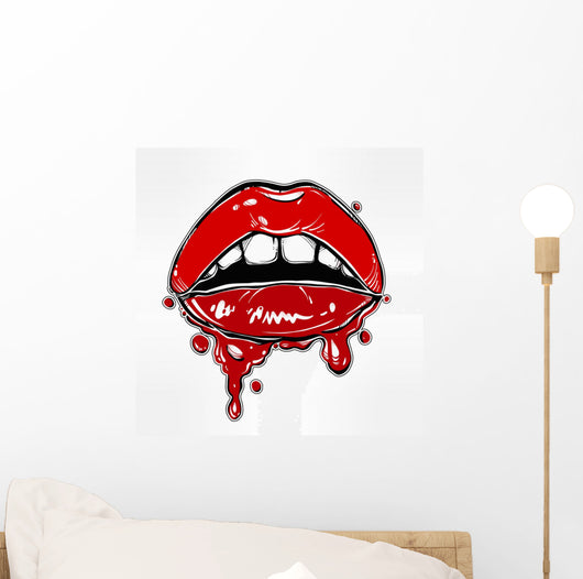 Sexy Lips Dripping Blood Wall Decal