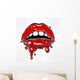 Sexy woman lips with dripping blood or make up. Wall Decal