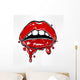 Sexy woman lips with dripping blood or make up. Wall Decal