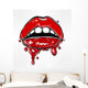 Sexy woman lips with dripping blood or make up. Wall Decal
