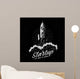 Rocket takes off startup symbol in retro vintage style. Launched spaceship logo. Textures and background on separate layers. Wall Mural