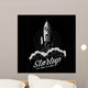 Rocket takes off startup symbol in retro vintage style. Launched spaceship logo. Textures and background on separate layers. Wall Mural