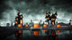 Halloween pumpkin in a spooky graveyard. Hallowenn concept. 3d rendering. Wall Mural