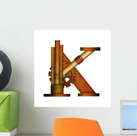 Steampunk Letter White Vector Wall Decal Design 2