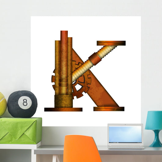 Steampunk Letter White Vector Wall Decal Design 2
