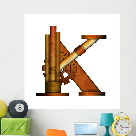 Steampunk Letter White Vector Wall Decal Design 2
