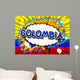 Colombia - Comic book style text on comic book abstract background. Wall Mural