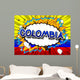 Colombia - Comic book style text on comic book abstract background. Wall Mural