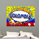 Colombia - Comic book style text on comic book abstract background. Wall Mural