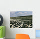 beautiful white flowers chamomile field landscape panorama Wall Mural