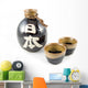Ceramic Sake Bottle and Cups Wall Decal