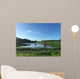 Male runner on path around lake Wall Mural