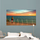 Sonnenuntergang, Kreuzfahrt, Schiff, Frau genießt den Urlaub Wall Mural