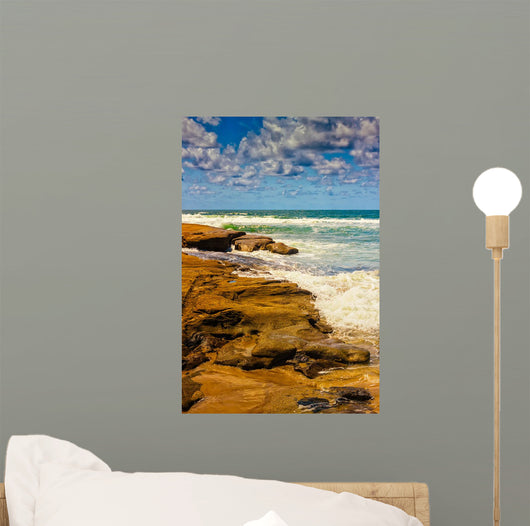 Waves Splashing Rocks Wall Decal