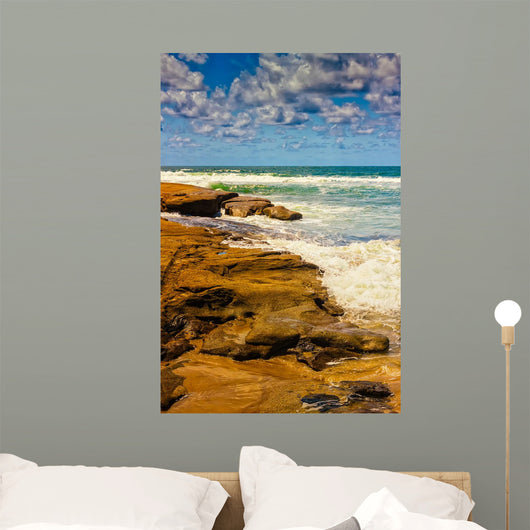 Waves Splashing Rocks Wall Decal