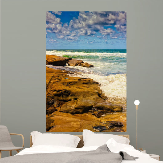 Waves Splashing Rocks Wall Decal