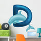 dolphin letter with animal for kids abc education in preschool. Wall Decal