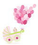 Baby Girl Stroller Balloons Wall Decal