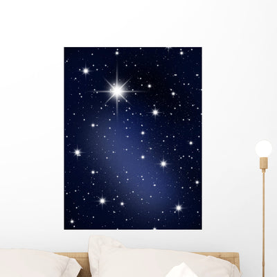 Stars and Galaxy Astronomy Wall Mural shown on a wall
