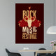 banner poster for festival rock music with goat skull, roses and electric guitar Wall Mural