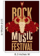 banner poster for festival rock music with goat skull, roses and electric guitar Wall Mural