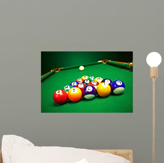 Billiard Balls on Green Cloth Wall Mural