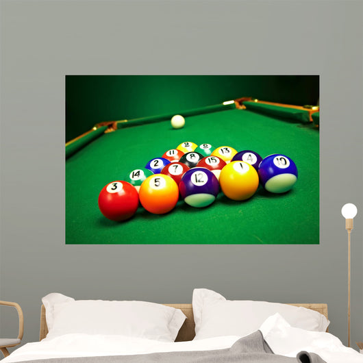 Billiard Balls on Green Cloth Wall Mural
