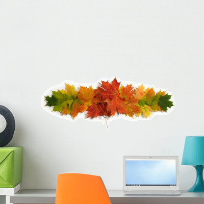 Autumn Maple Leaves Wall Decal shown on a wall