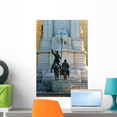 Miguel Cervantes Monument Plaza Wall Mural shown on a wall