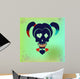 Drawing the face girl with pigtails. Vector hipster skull illustration in bright colors for girls. Suicide Squad. Harley Quinn. Wall Mural